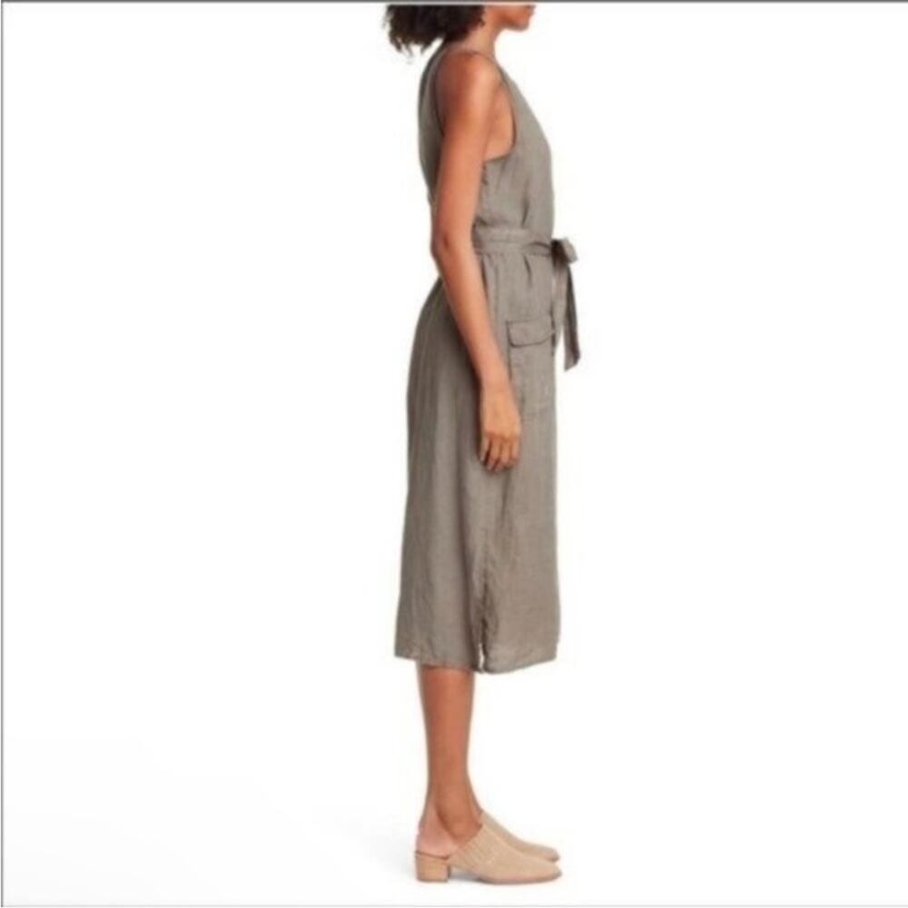 JOIE Edelie Tie Waist Sleeveless Linen Dress - Green - Large Lagenlook - Picture 6 of 15